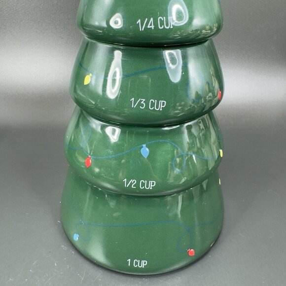 Christmas Tree Stacking Measuring Cups Green Ceramic Tree Newclassic Enterprise - Picture 6 of 14